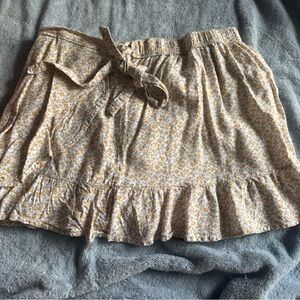 Hollister Cream Mini Skirt with Mustard Floral Print